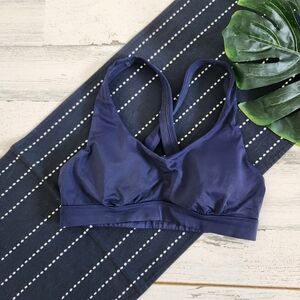 Athleta Cross Back Underwire Bikini Top Blue Size 32 B/C